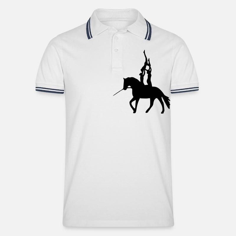 Voltigieren Dreierübung - Männer Tipped Poloshirt - Weiß/Navy