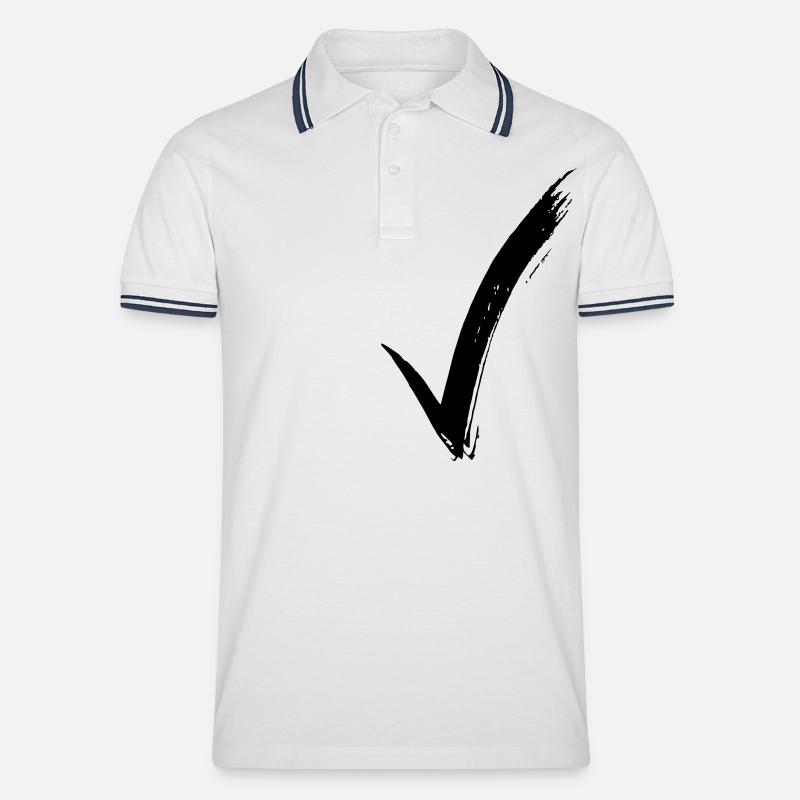 check - Männer Tipped Poloshirt - Weiß/Navy