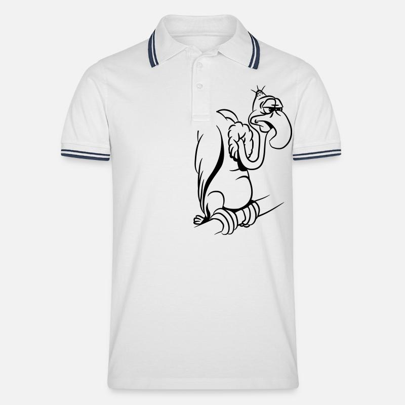 geier witzig - Männer Tipped Poloshirt - Weiß/Navy
