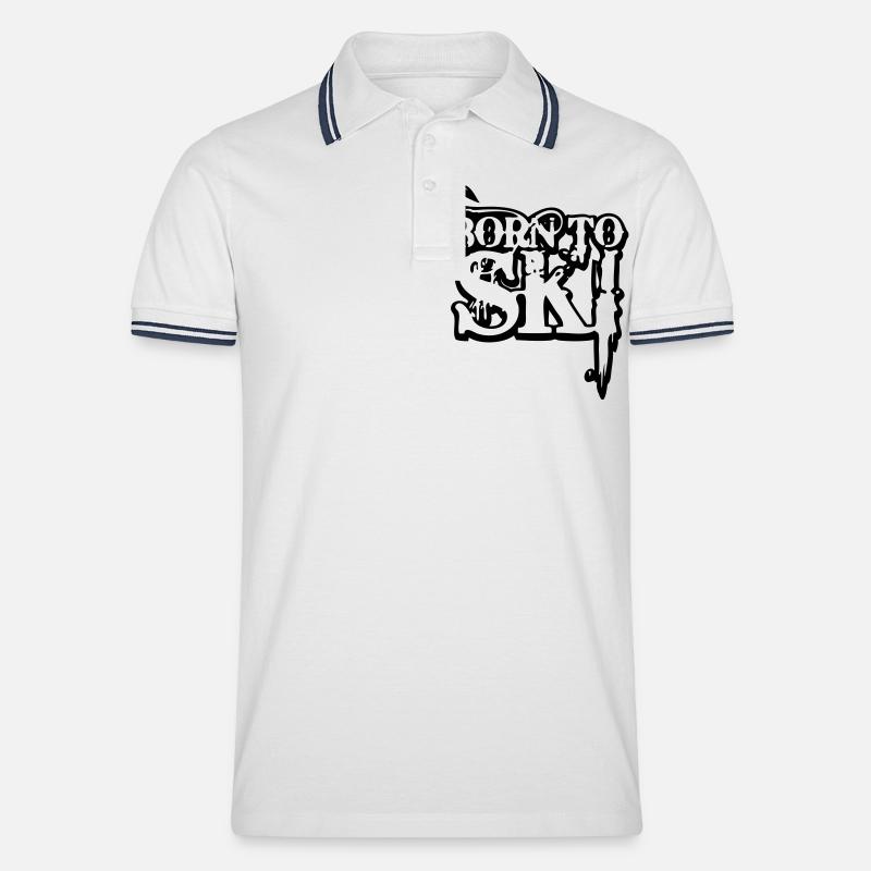 born to ski 22 - Männer Tipped Poloshirt - Weiß/Navy