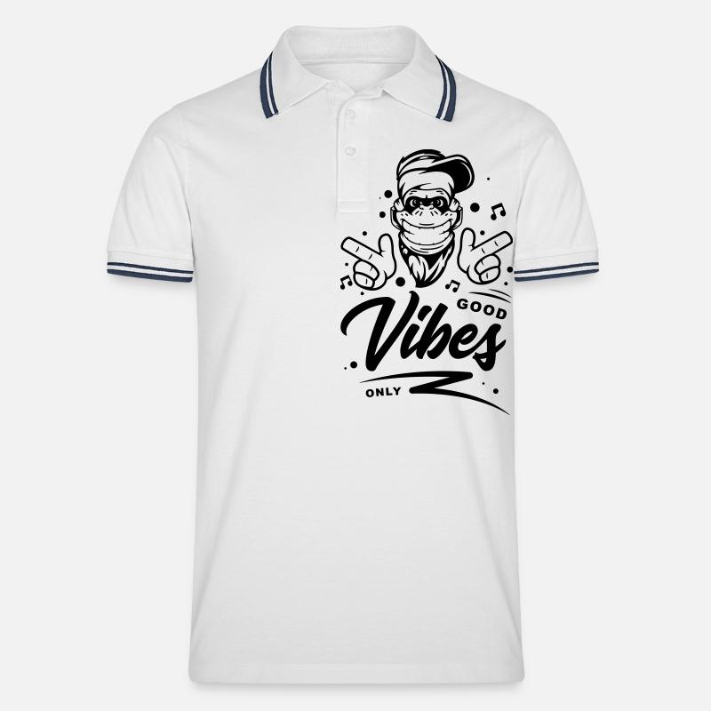 GoodVibesOnlySVG - Männer Tipped Poloshirt - Weiß/Navy