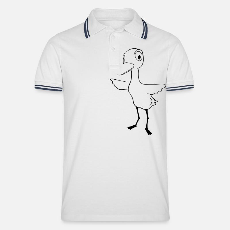 Huy Vogel - Männer Tipped Poloshirt - Weiß/Navy