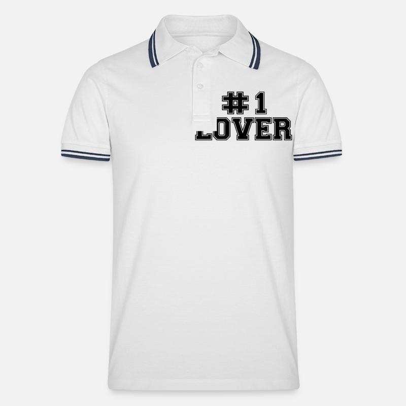 Best Lover - Männer Tipped Poloshirt - Weiß/Navy