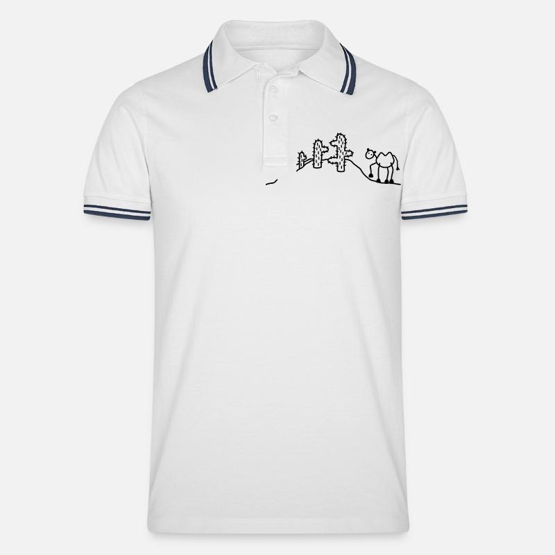Kamel & Kaktus - Männer Tipped Poloshirt - Weiß/Navy