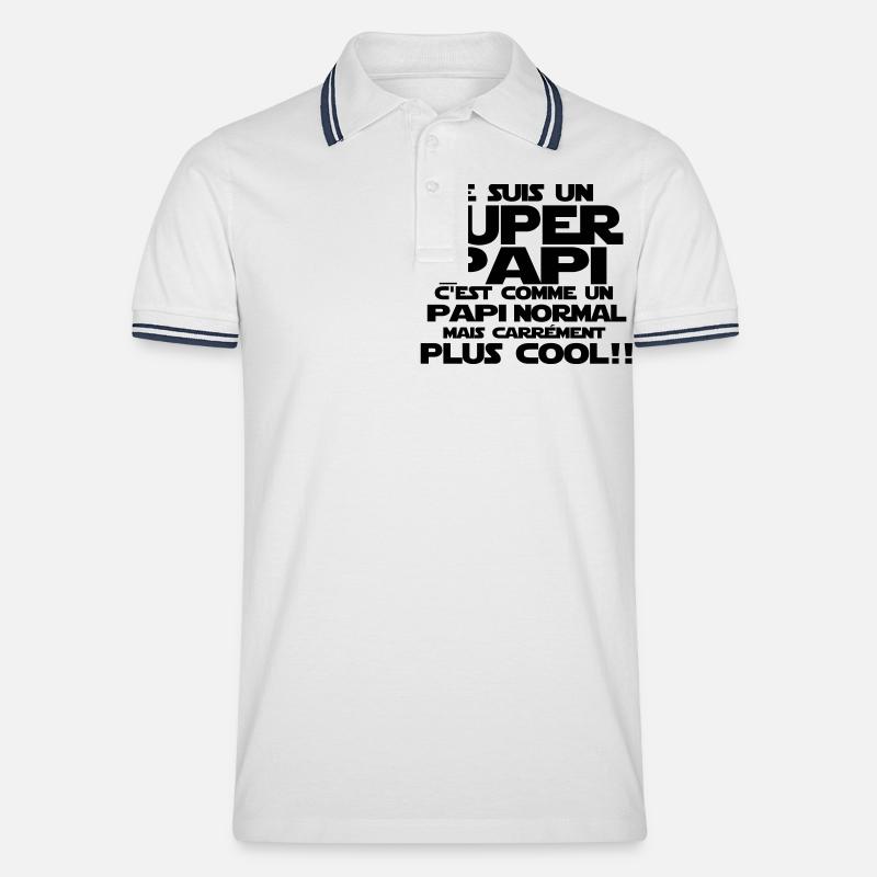 un papi carrément plus cool - Polo tipped Homme - blanc/marine