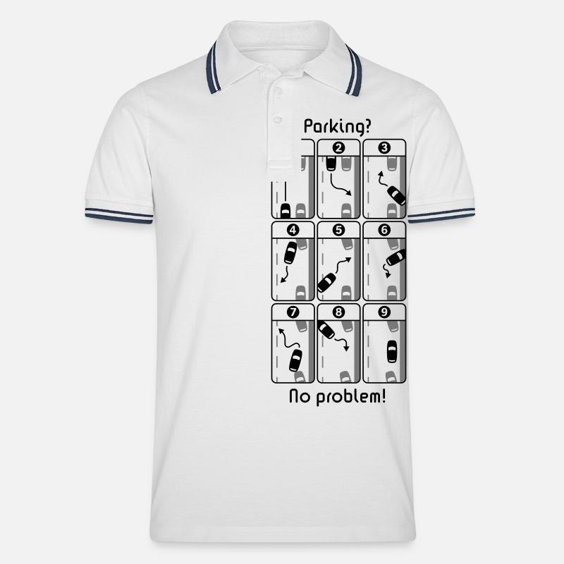 Einparken? Kein Problem! - Männer Tipped Poloshirt - Weiß/Navy