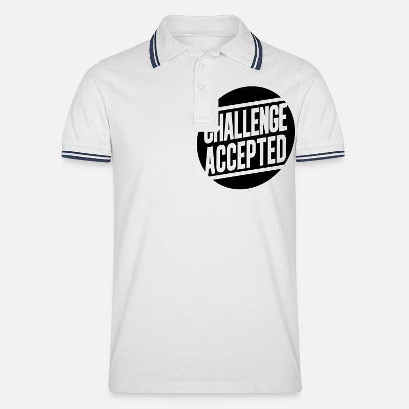 Challenge Accepted - Männer Tipped Poloshirt - Weiß/Navy