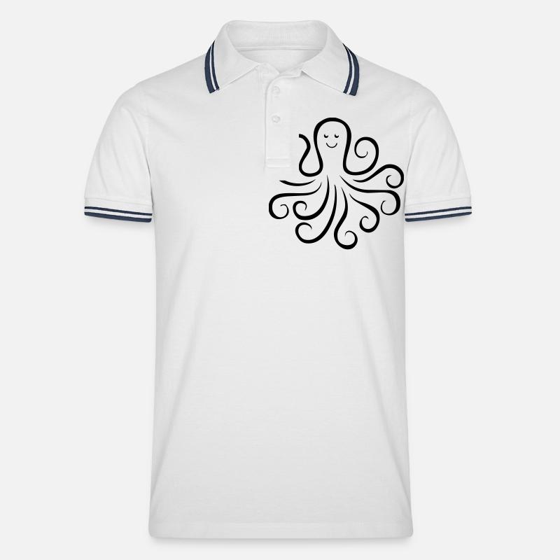 krake 01 - Männer Tipped Poloshirt - Weiß/Navy