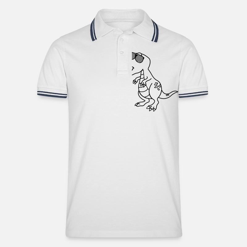 Cool Dinosaurier - Männer Tipped Poloshirt - Weiß/Navy