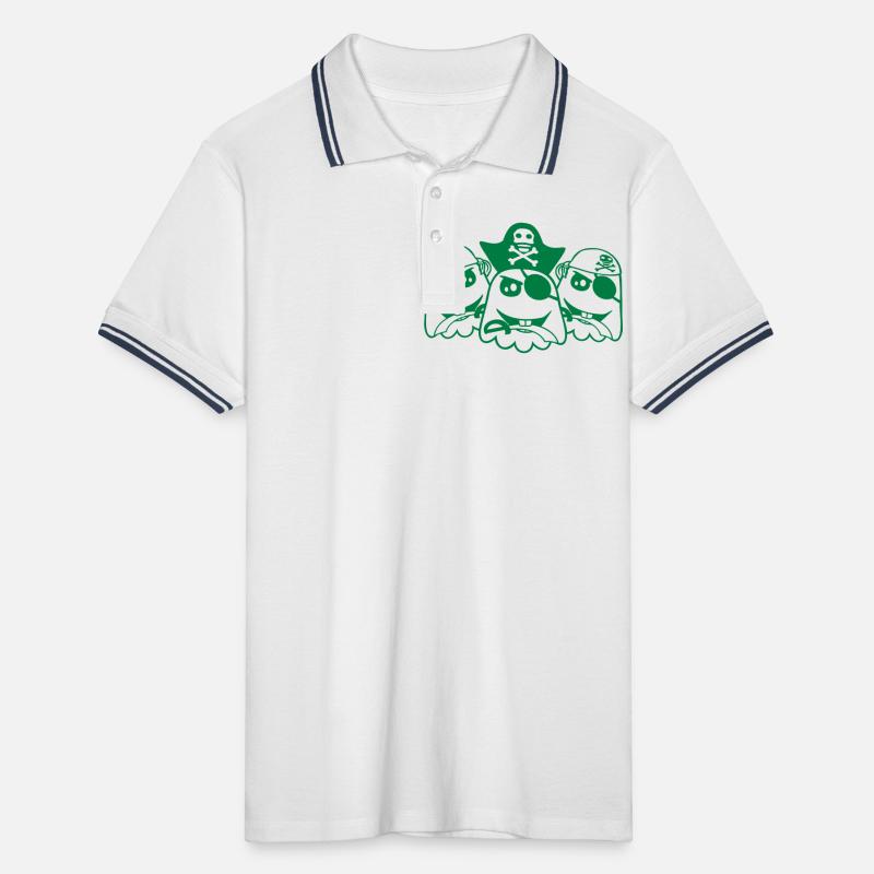 3 Pirate Ghosts Ghosts Funny Evil Halloween Men's Tipped Polo Shirt