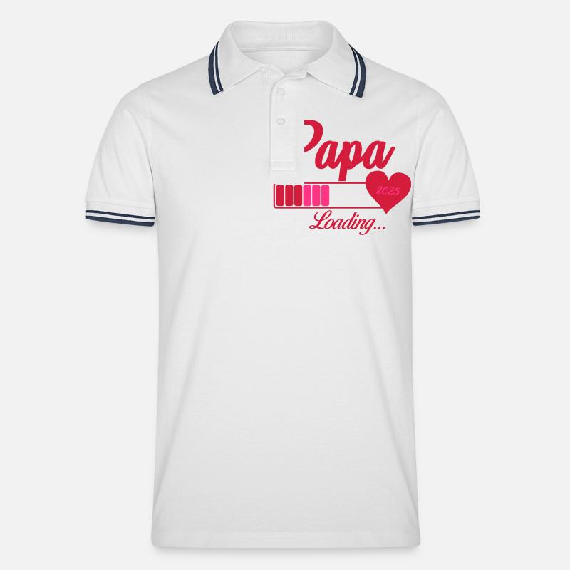 papa loading 2025 - Männer Tipped Poloshirt - Weiß/Navy