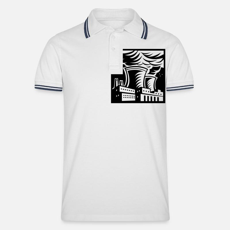 kraftwerk - Männer Tipped Poloshirt - Weiß/Navy