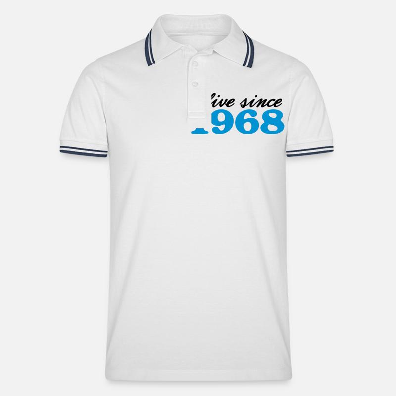 alive since 1968 - Men's Tipped Polo Shirt - white/navy