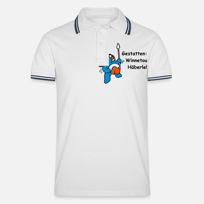 Winnetou Häberle - Männer Tipped Poloshirt - Weiß/Navy