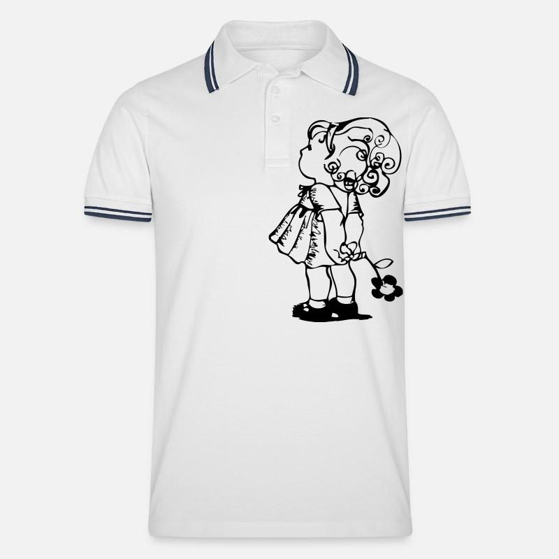 Blumenkind Mädchen - Männer Tipped Poloshirt - Weiß/Navy