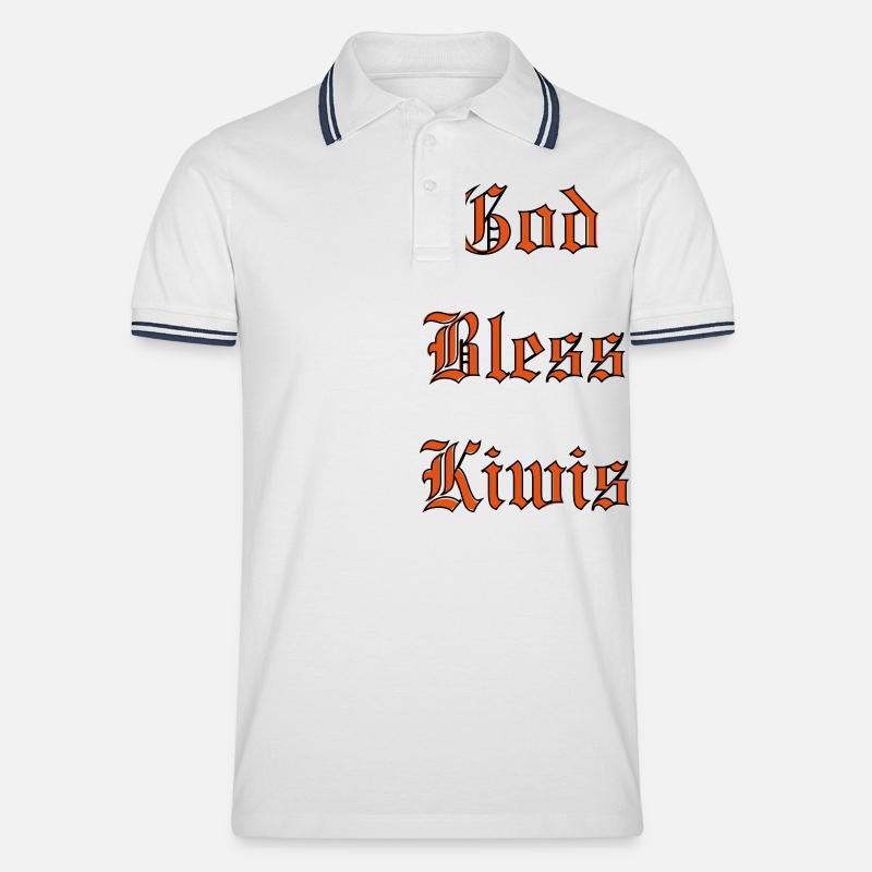 GodBlessKiwis - Männer Tipped Poloshirt - Weiß/Navy