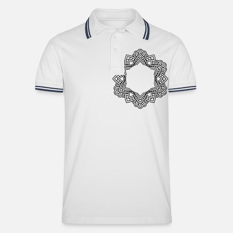 Mandala - Männer Tipped Poloshirt - Weiß/Navy