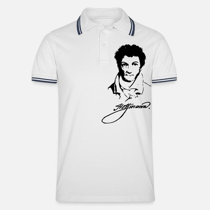 Herren-Shirt "E.T.A. Hoffmann"" - Männer Tipped Poloshirt - Weiß/Navy