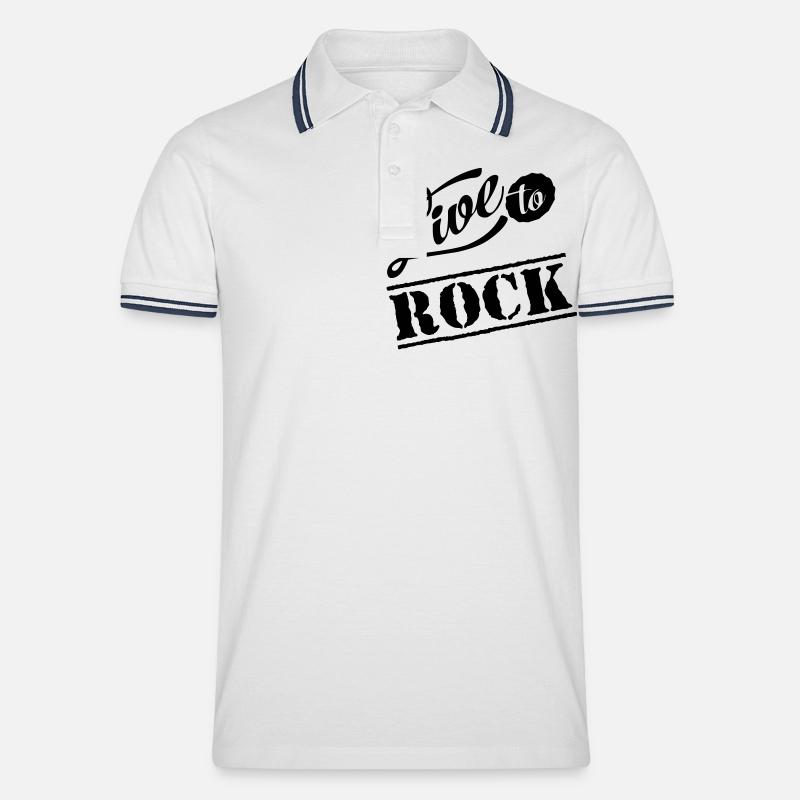 live to rock - Männer Tipped Poloshirt - Weiß/Navy