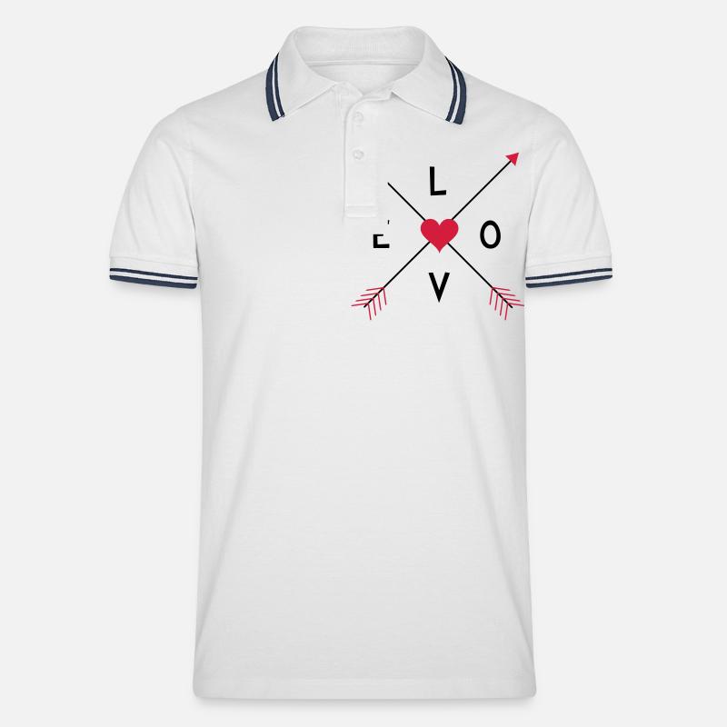 Love-Ethno Pfeile - Männer Tipped Poloshirt - Weiß/Navy