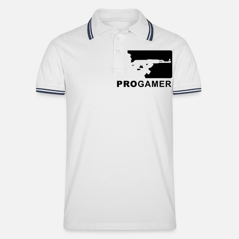 progamer - Männer Tipped Poloshirt - Weiß/Navy