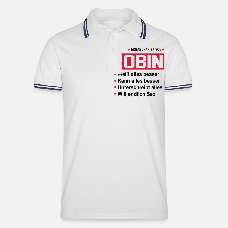 robin - Männer Tipped Poloshirt - Weiß/Navy