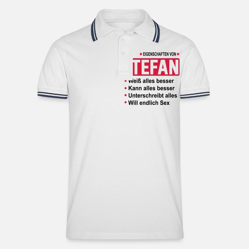 stefan - Männer Tipped Poloshirt - Weiß/Navy