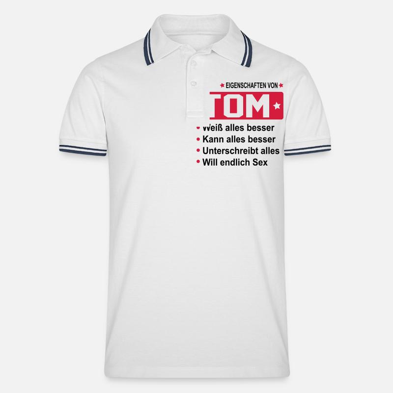 tom - Männer Tipped Poloshirt - Weiß/Navy
