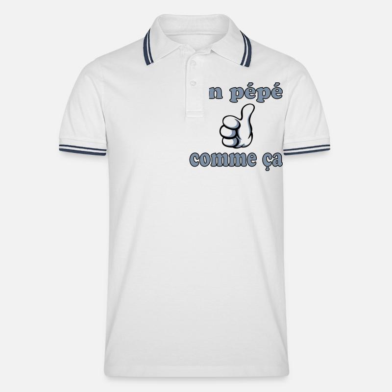 Un pépé comme ça - Männer Tipped Poloshirt - Weiß/Navy