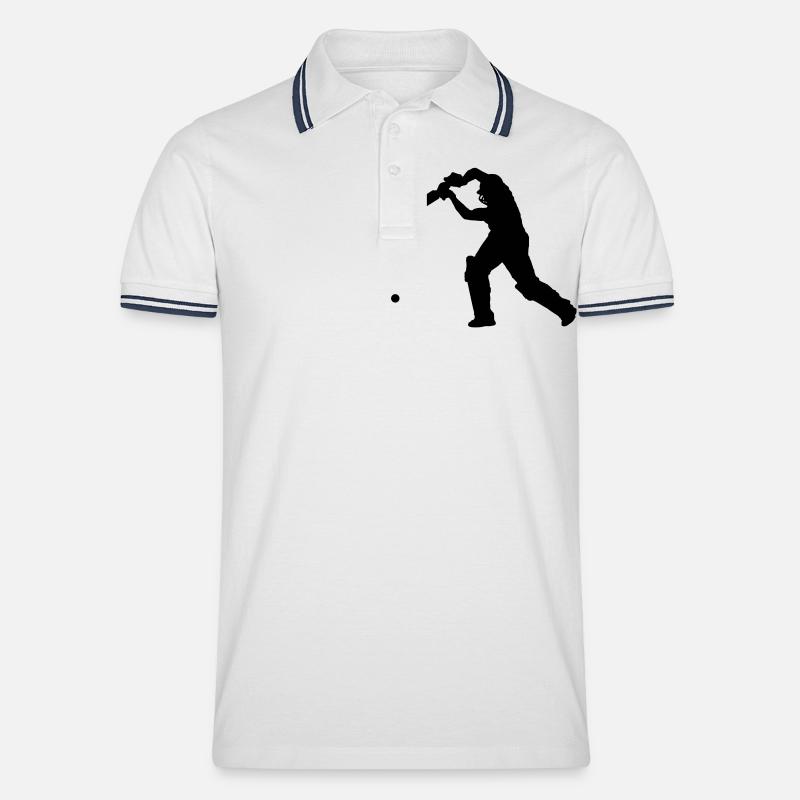 Cricket Player 2 (Vector) - Männer Tipped Poloshirt - Weiß/Navy