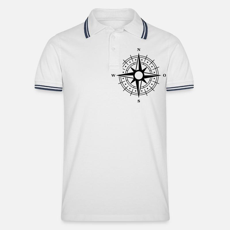 kompass symbol - Männer Tipped Poloshirt - Weiß/Navy