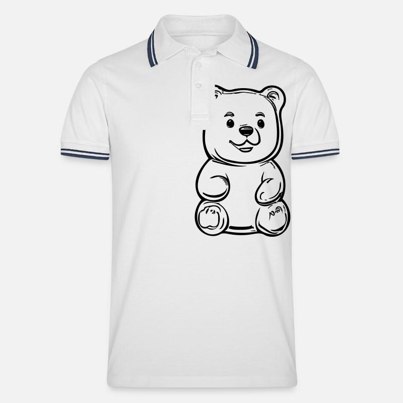 Teddybär - Männer Tipped Poloshirt - Weiß/Navy