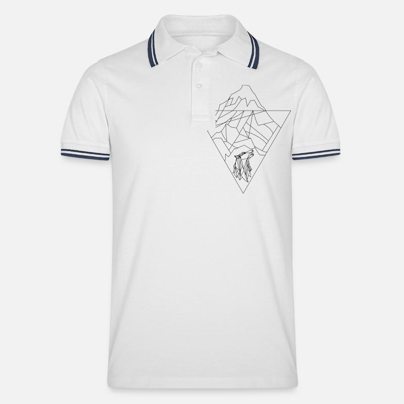 Mount Wolf - Männer Tipped Poloshirt - Weiß/Navy