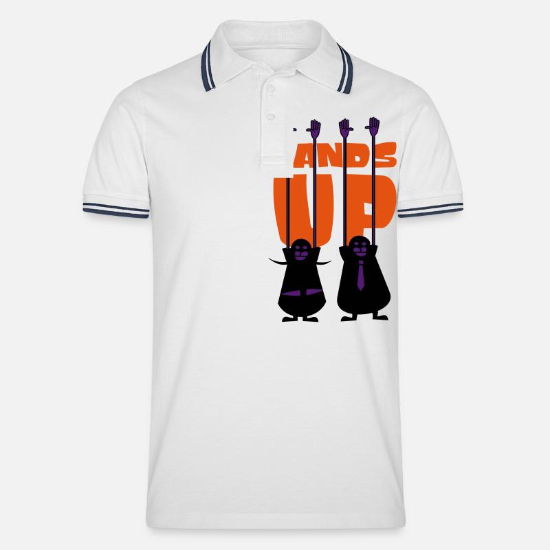 Hands-Up - Männer Tipped Poloshirt - Weiß/Navy