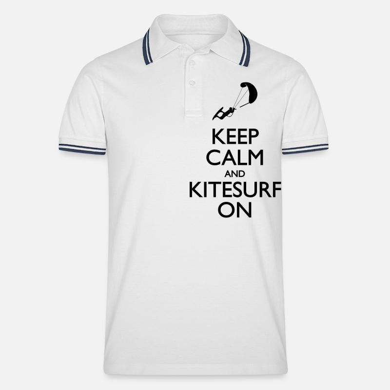 Kitesurfing - Männer Tipped Poloshirt - Weiß/Navy