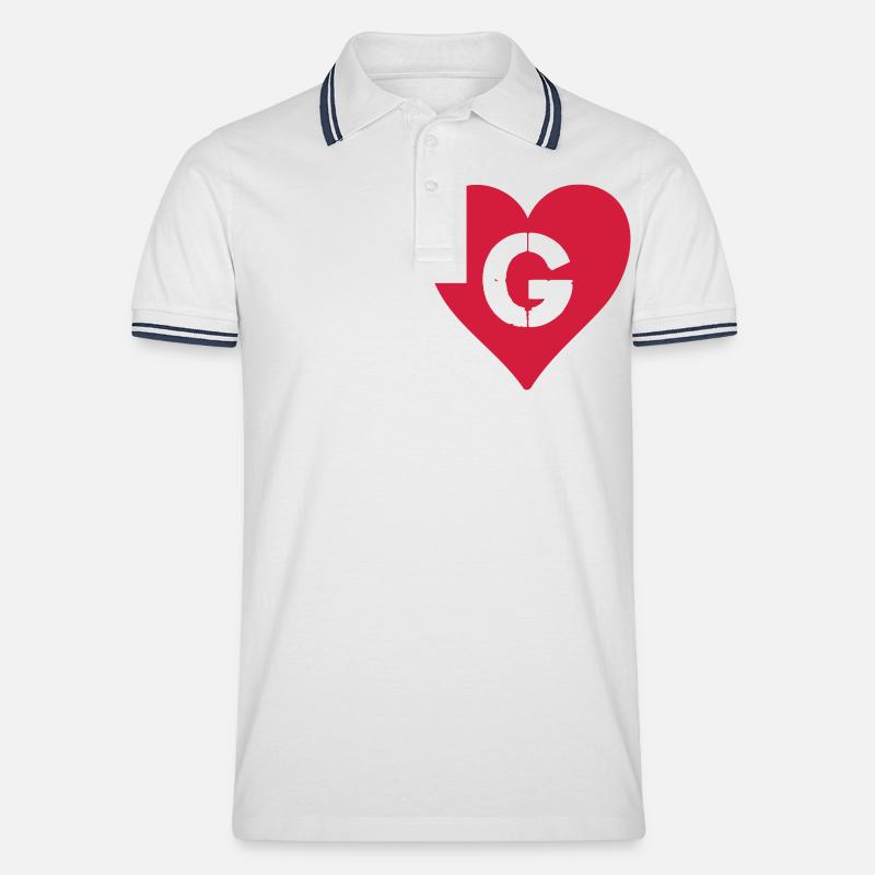 herz buchstabe g - Männer Tipped Poloshirt - Weiß/Navy