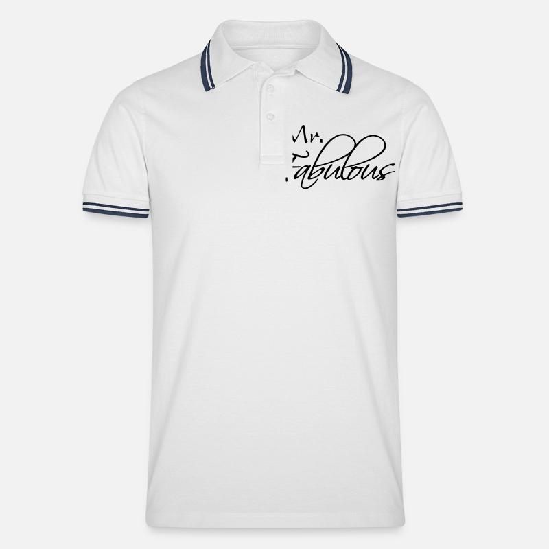 Mr Fabulous - Männer Tipped Poloshirt - Weiß/Navy