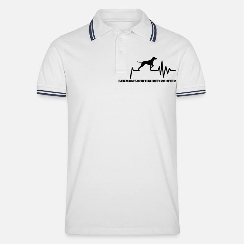 Deutsch Kurzhaar - Männer Tipped Poloshirt - Weiß/Navy