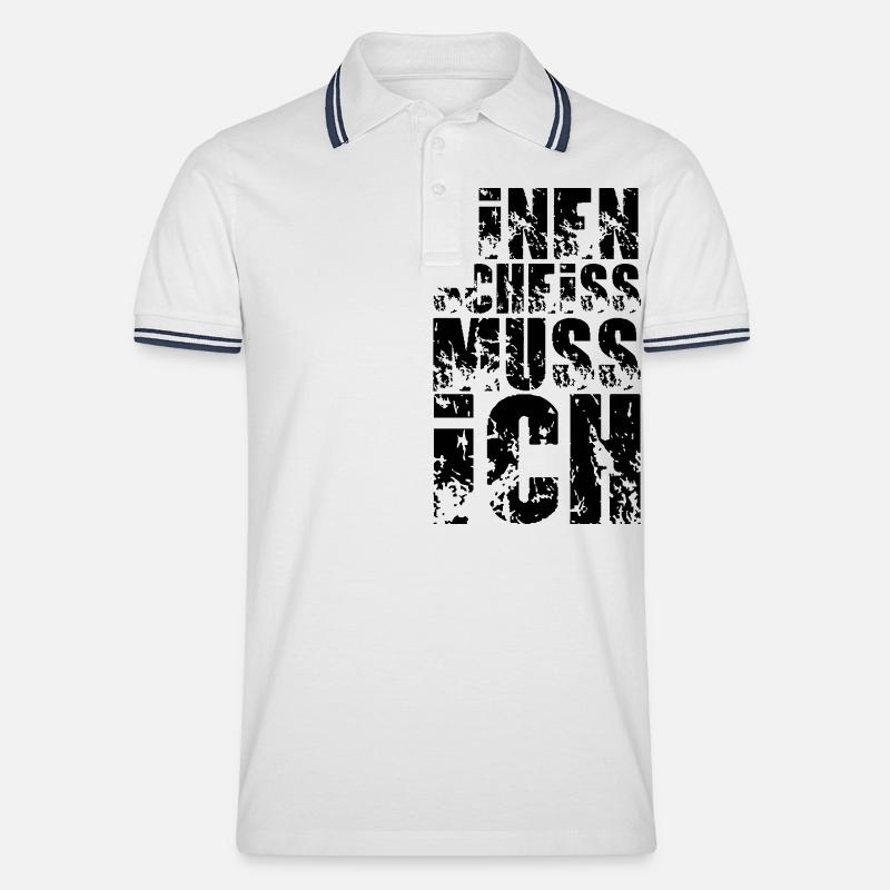 einen scheiss muss ich - Männer Tipped Poloshirt - Weiß/Navy
