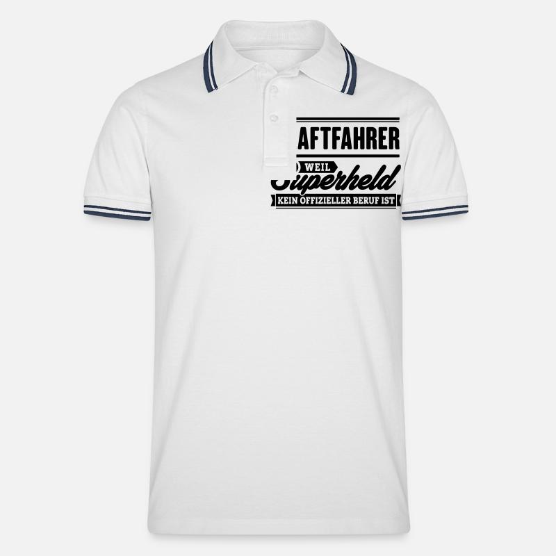Superheld Kraftfahrer - Männer Tipped Poloshirt - Weiß/Navy