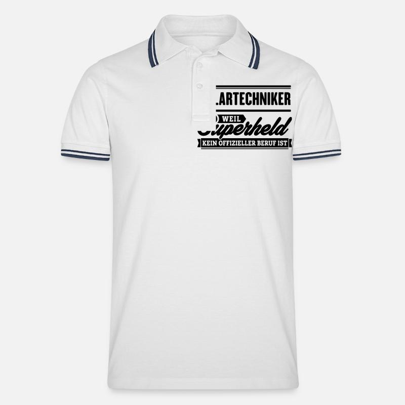 Superheld Solartechniker - Männer Tipped Poloshirt - Weiß/Navy