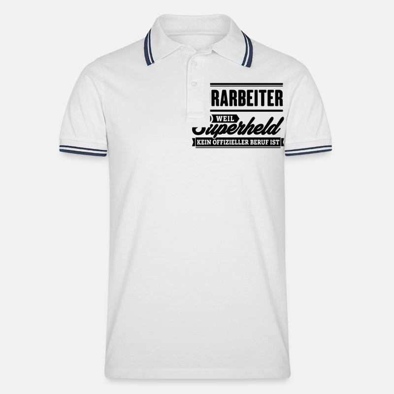 Superheld Vorarbeiter - Männer Tipped Poloshirt - Weiß/Navy