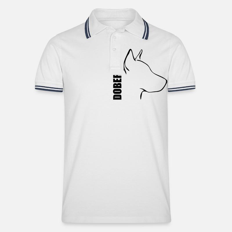 DOBERMANN PROFIL - Männer Tipped Poloshirt - Weiß/Navy
