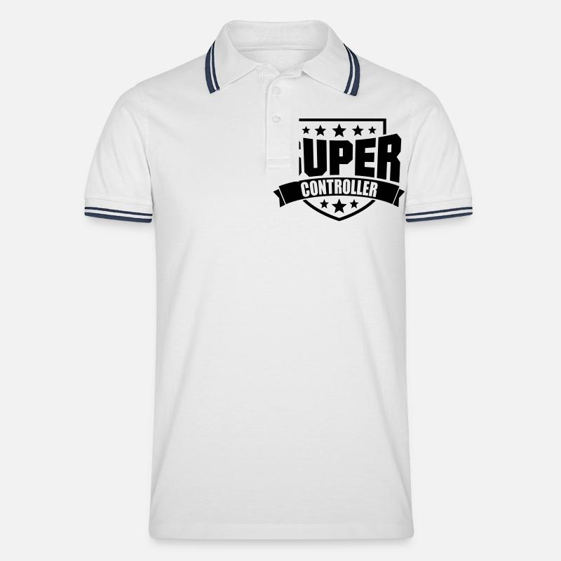 Super Controller - Männer Tipped Poloshirt - Weiß/Navy