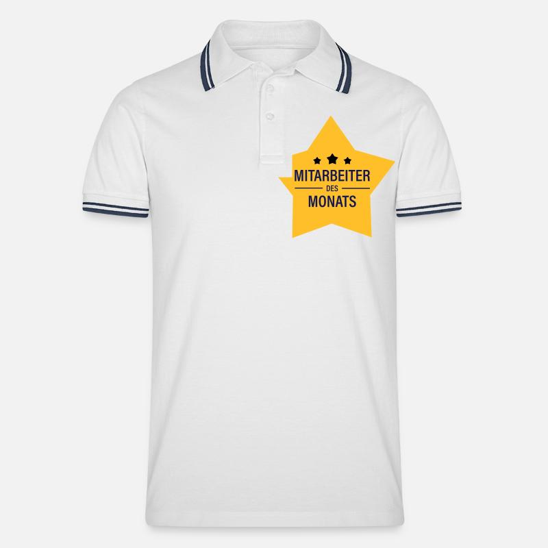 Mitarbeiter des Monats - Männer Tipped Poloshirt - Weiß/Navy