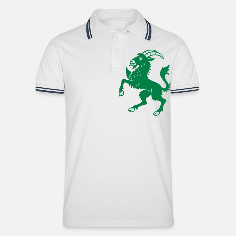 Hälsinge Ziege - Männer Tipped Poloshirt - Weiß/Navy