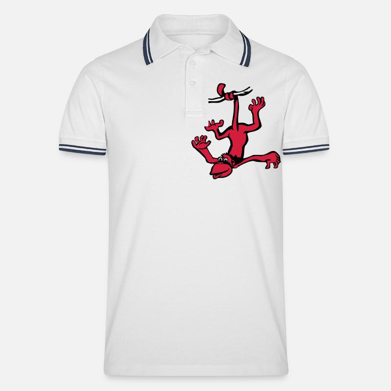 Affe - Männer Tipped Poloshirt - Weiß/Navy