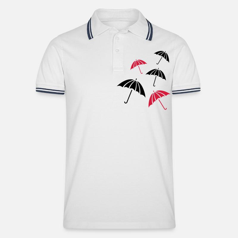 Schirmregen - Männer Tipped Poloshirt - Weiß/Navy
