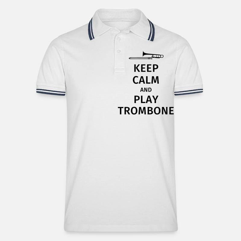 keep calm and play trombone - Männer Tipped Poloshirt - Weiß/Navy