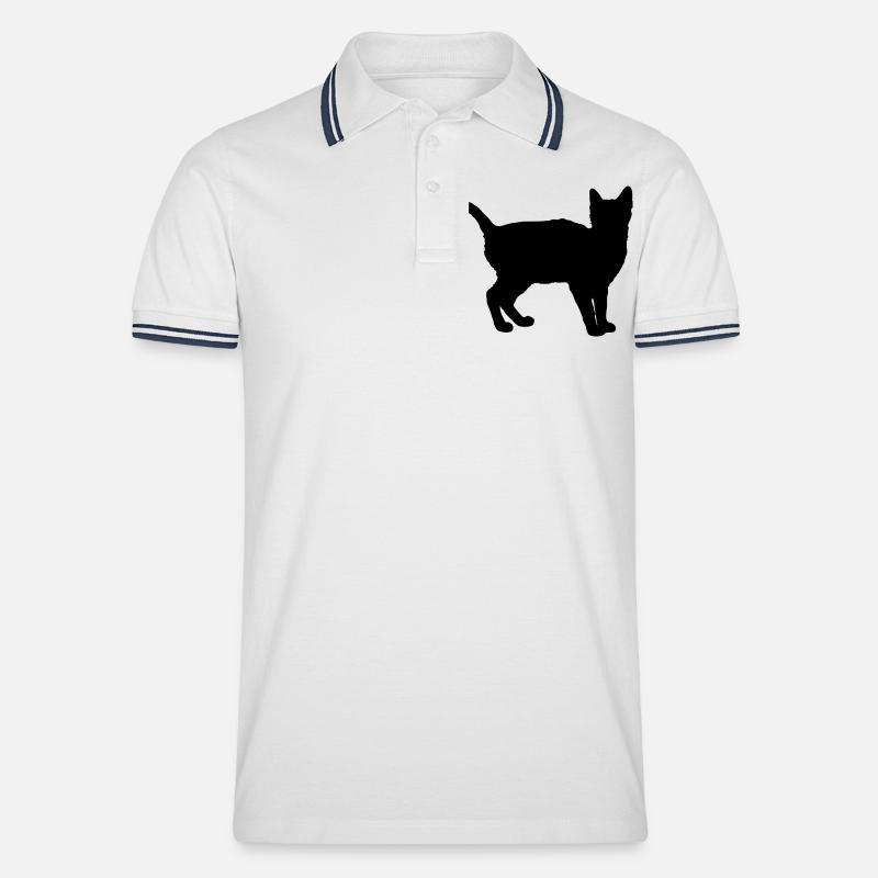 katze - Männer Tipped Poloshirt - Weiß/Navy